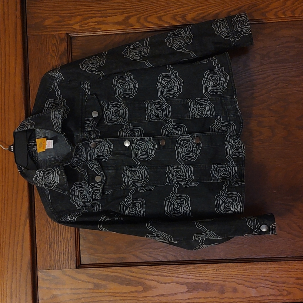 Ruby Rd dark grey embellished jean jacket size 10